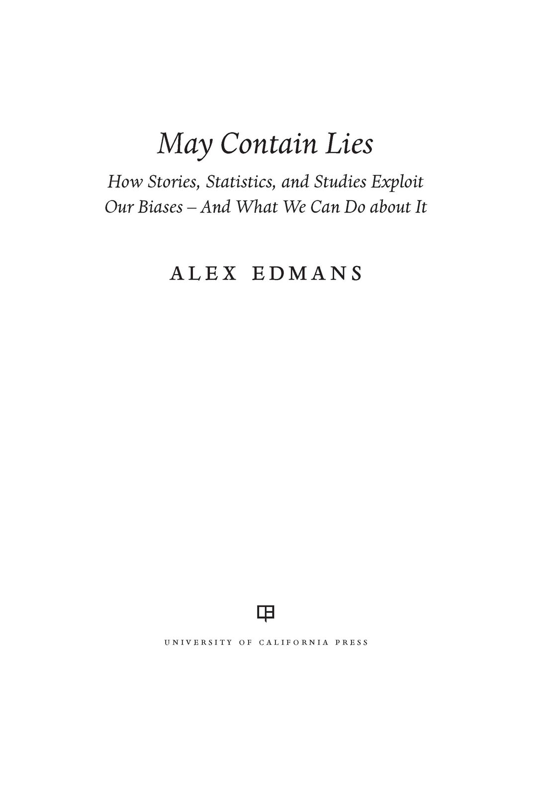 Cover of May Contain Lies